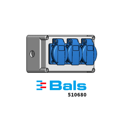 Bals elektrische verdeelblok met blauwe stopcontacten 510680 met logo onder