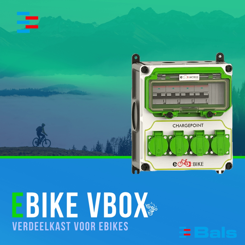 VBOX voor opladen fietsen E charging op achtergrond van natuur